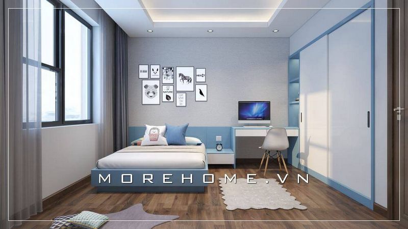 Giường ngủ bé trai gỗ công nghiệp màu xanh cá tính đang là xu hướng được đông đảo khách hàng lựa chọn và yêu thích