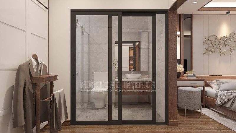 Xu hướng trang trí nội thất mở đặc biệt trong phòng ngủ nam phong cách hiện đại đang trở thành trào lưu mới mang lại nét phá cách ấn tượng từ lớp cửa kính trượt, tấm gỗ ốp tường ngăn cách 2 không gian thì vì cửa thông phòng.