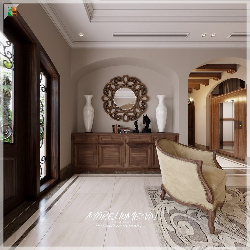 Mẫu gương gắn tường khung gỗ tự nhiên được thiết kế cầu kỳ để decor cho không gian thêm sang trọng