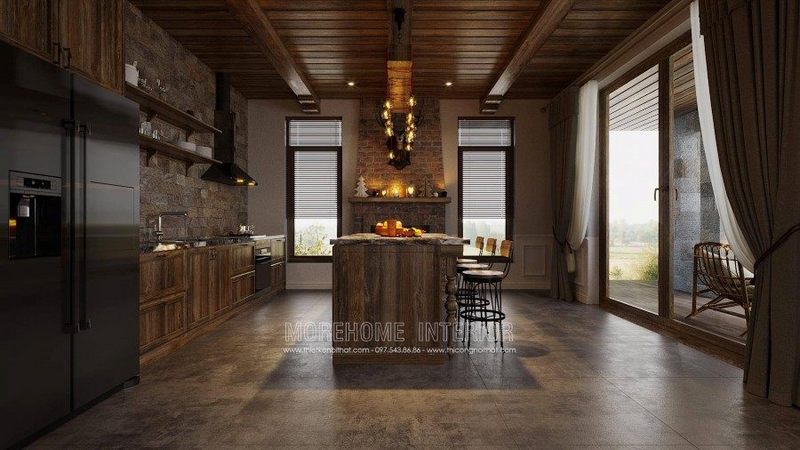Bàn đảo bếp mang đến sự tiện nghi đồng thời đóng vai trò là điểm nhấn giúp không gian phòng nấu ăn trở nên ấn tượng hơn trong mắt người nhìn.